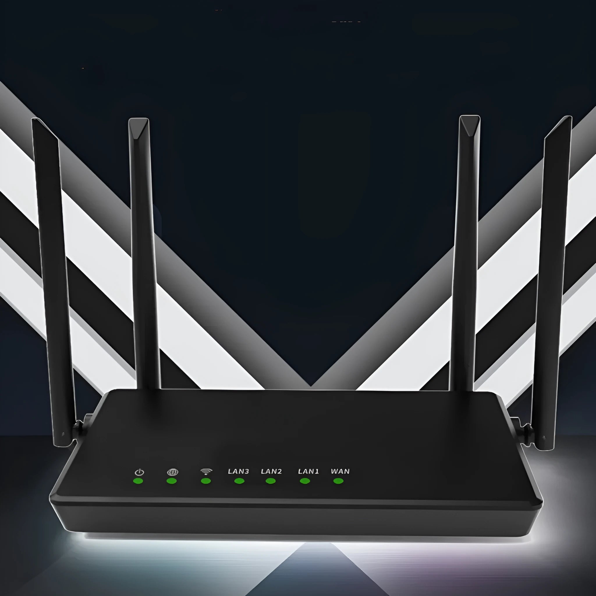 Portable 300m wireless router with five network ports in compact bare metal housing