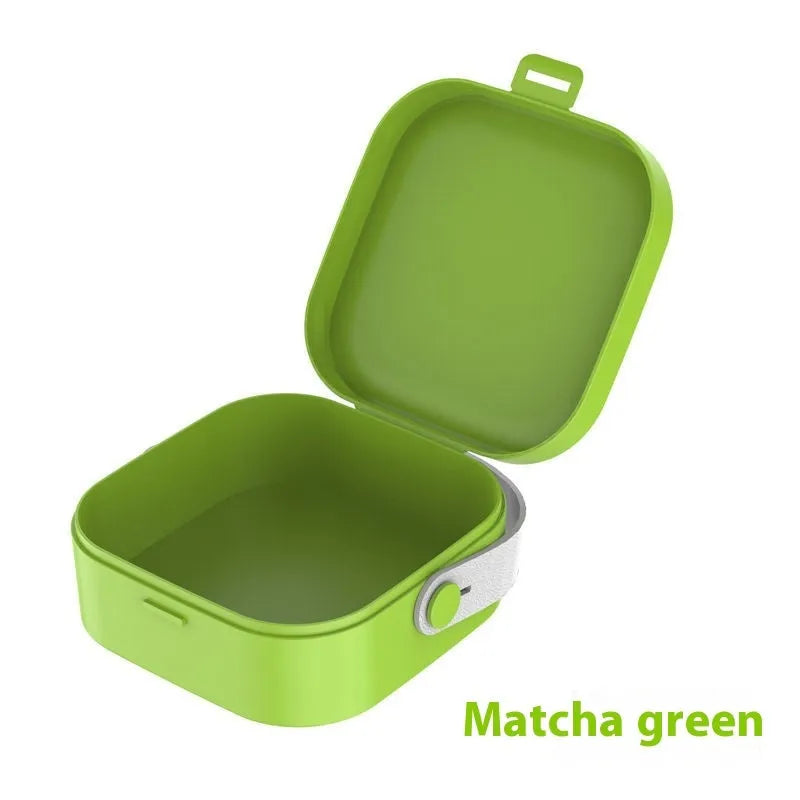 Medium polypropylene storage box with lid for organising data cables and Bluetooth headsets, shown in multiple colour options.