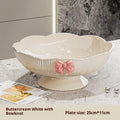 Light luxury plastic fruit plate with drain in cream white colour
