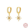 S925 sterling silver snowflake pendant earrings with geometric design and gemstone detail