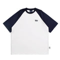 Man wearing a loose-fit grey raglan sleeve T-shirt, Japanese casual style.