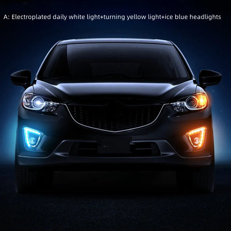 Mazda CX-5 replacement LED daytime running light bulbs with electroplated housing.