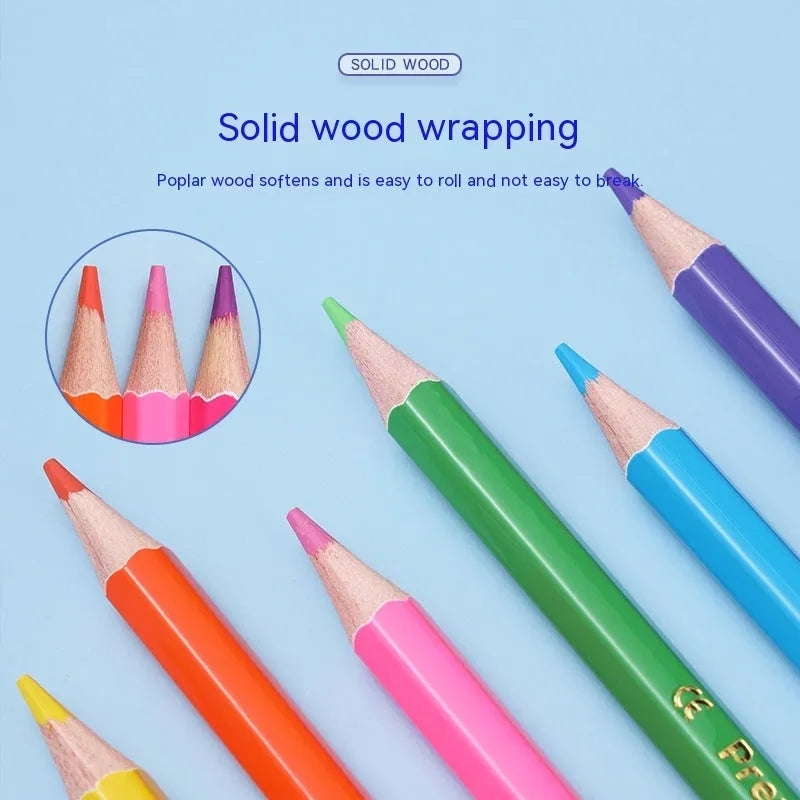 Set of double-ended wooden colour pencils showing two different coloured leads on each barrel.