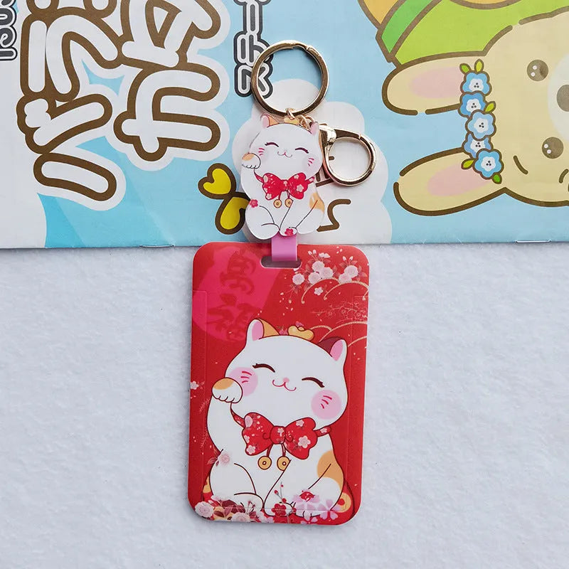 Lucky Cat Tens of Thousands of Blessings certificate in plastic sleeve with ferrule pendant, cartoon style