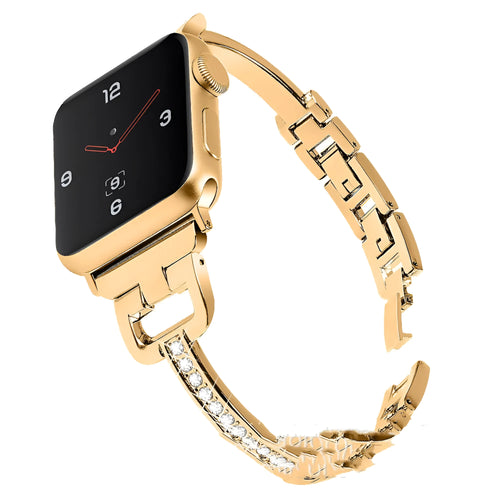 D-shaped metal diamond-cut strap for Apple Watch in multiple colours on a watch body.