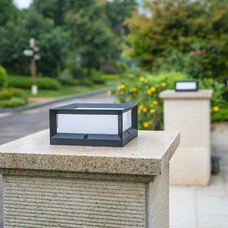 Aluminium outdoor solar LED column light with IP54 waterproof rating for garden pathways.