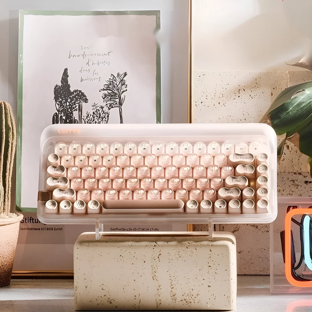 Liquid basic coloured wireless mechanical keyboard set with mouse, light lamp, and calculator