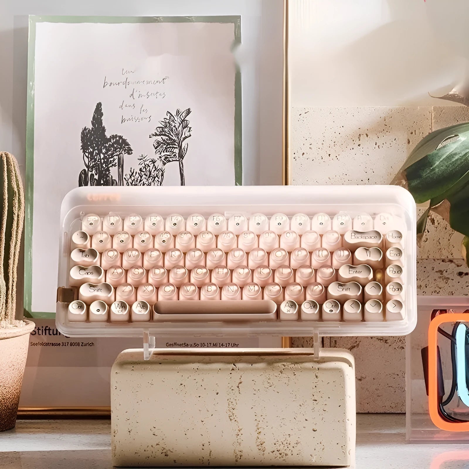 Liquid basic coloured wireless mechanical keyboard set with mouse, light lamp, and calculator