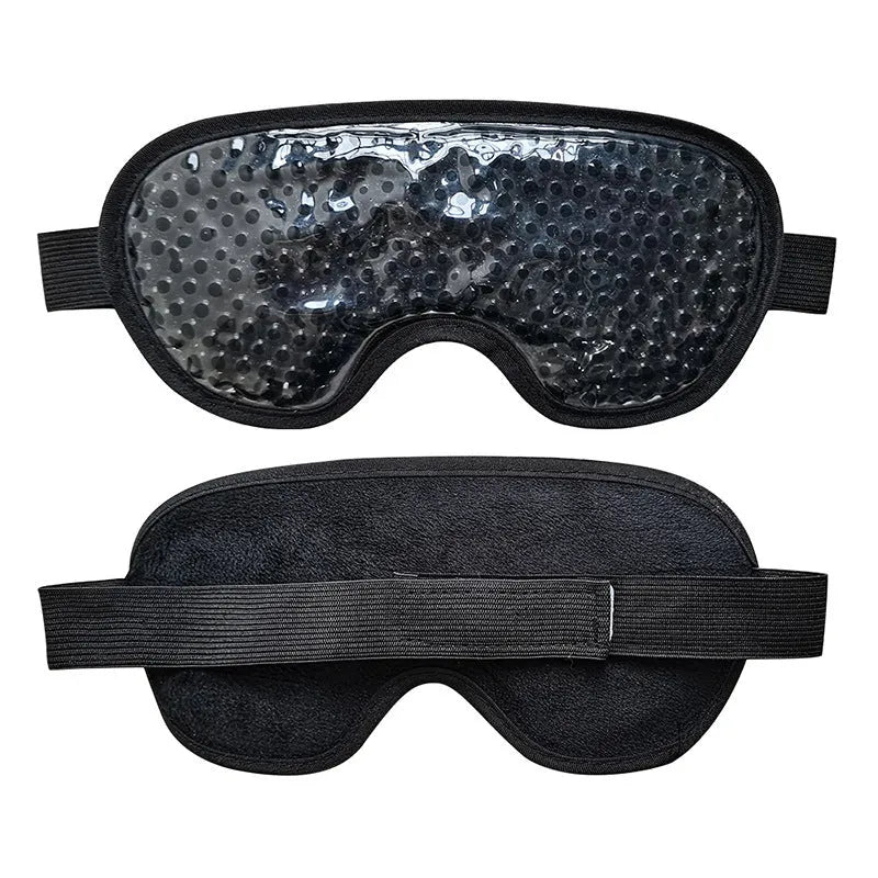 White portable rechargeable eye massager with cold hot compress functions and included eye mask