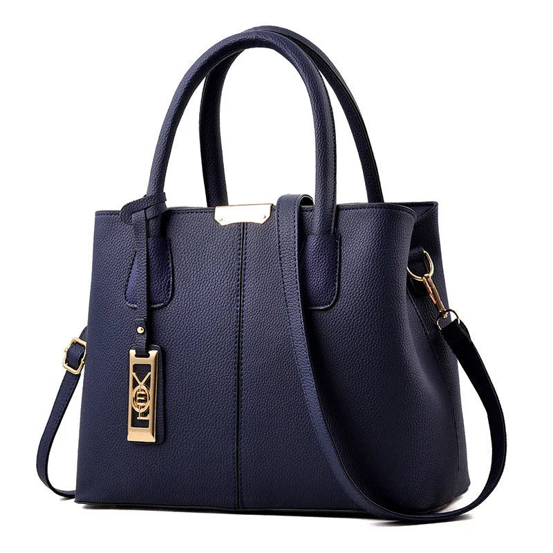 Women's large capacity PU shoulder bag in horizontal square design with leather strap