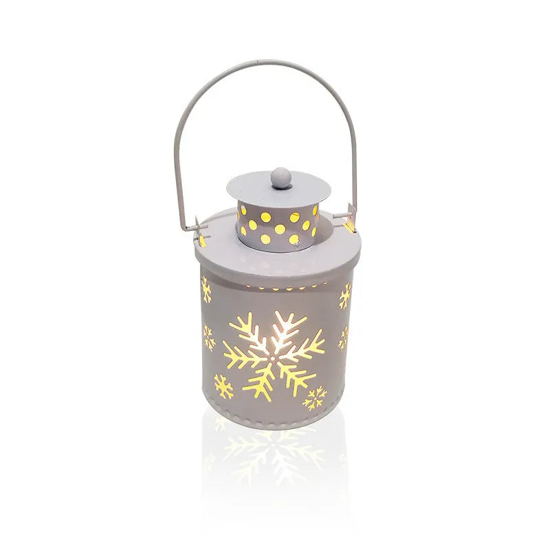 LED electronic candle lantern with wrought iron Nordic style, flickering light, available in white green red