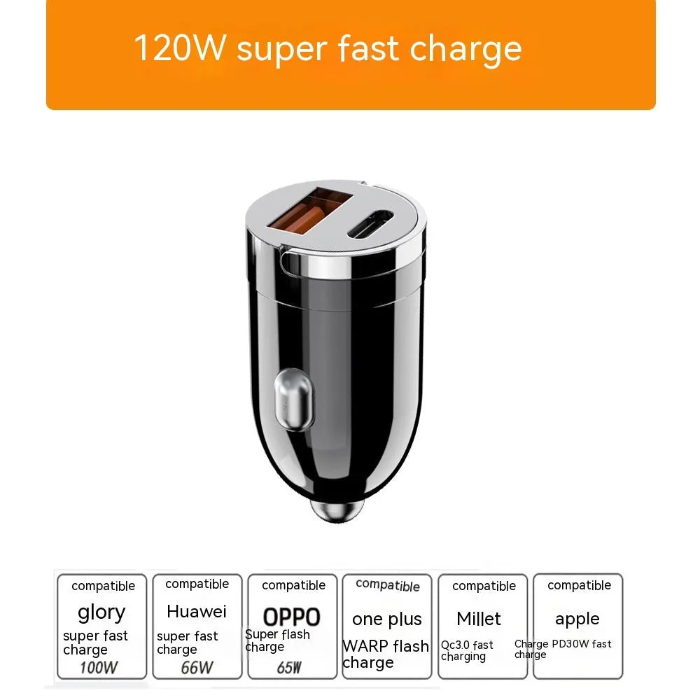 Black zinc alloy car charger with USB port for vehicle device charging
