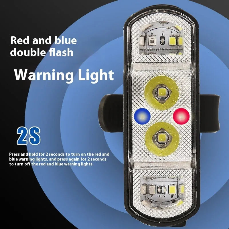 Black bicycle headlight with LED beads, showing 18650 battery compartment
