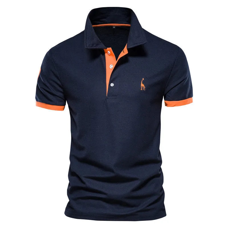 Men's slim fit T-shirt with deer embroidery on front in multiple colour options