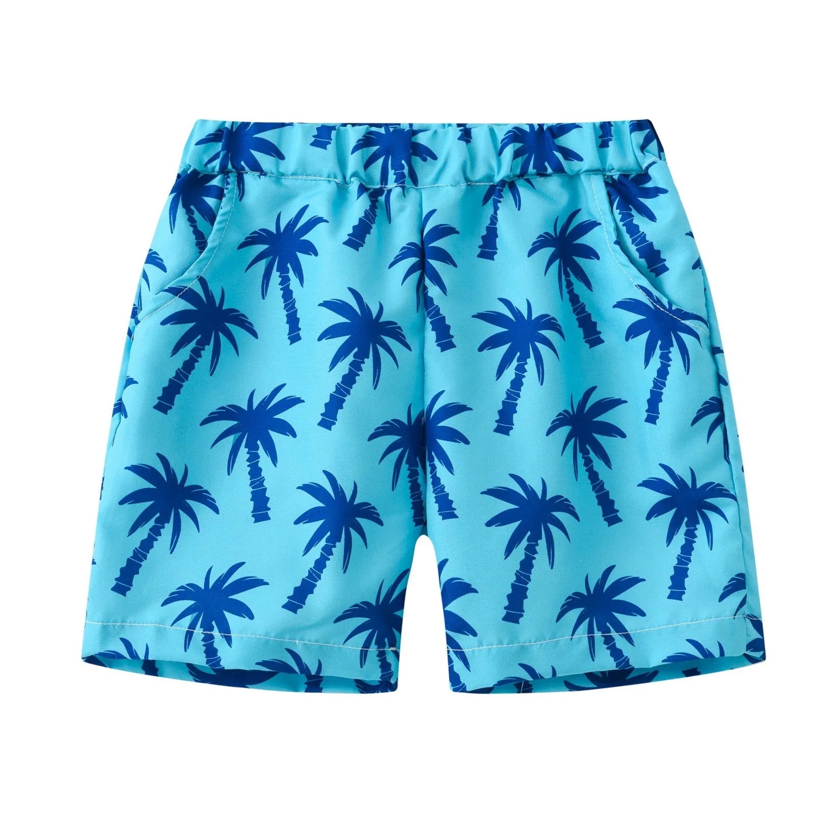 Fashion printed coconut multi-color thin beach pants for children, summer shorts with hairband belt