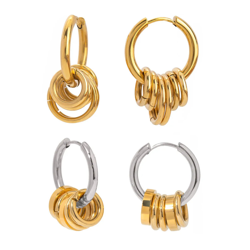 A pair of stainless steel ins style earrings with an electroplated colour finish.
