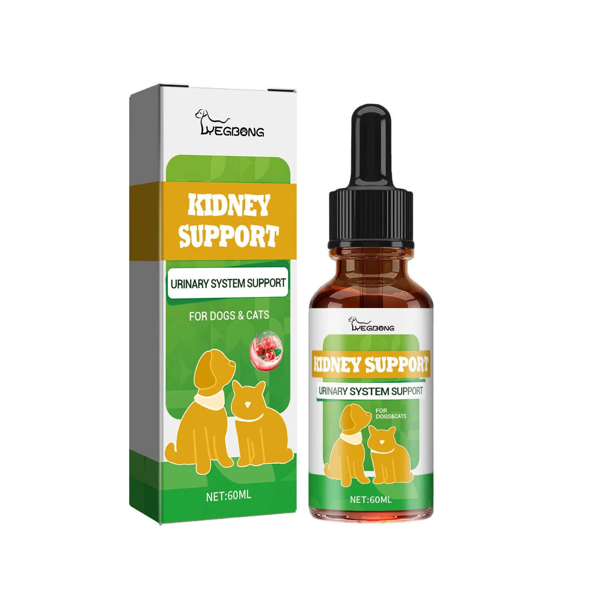 60ml pet nutritional supplement bottle with dandelion, Echinacea, cranberry, astragalus and Shuta root extracts