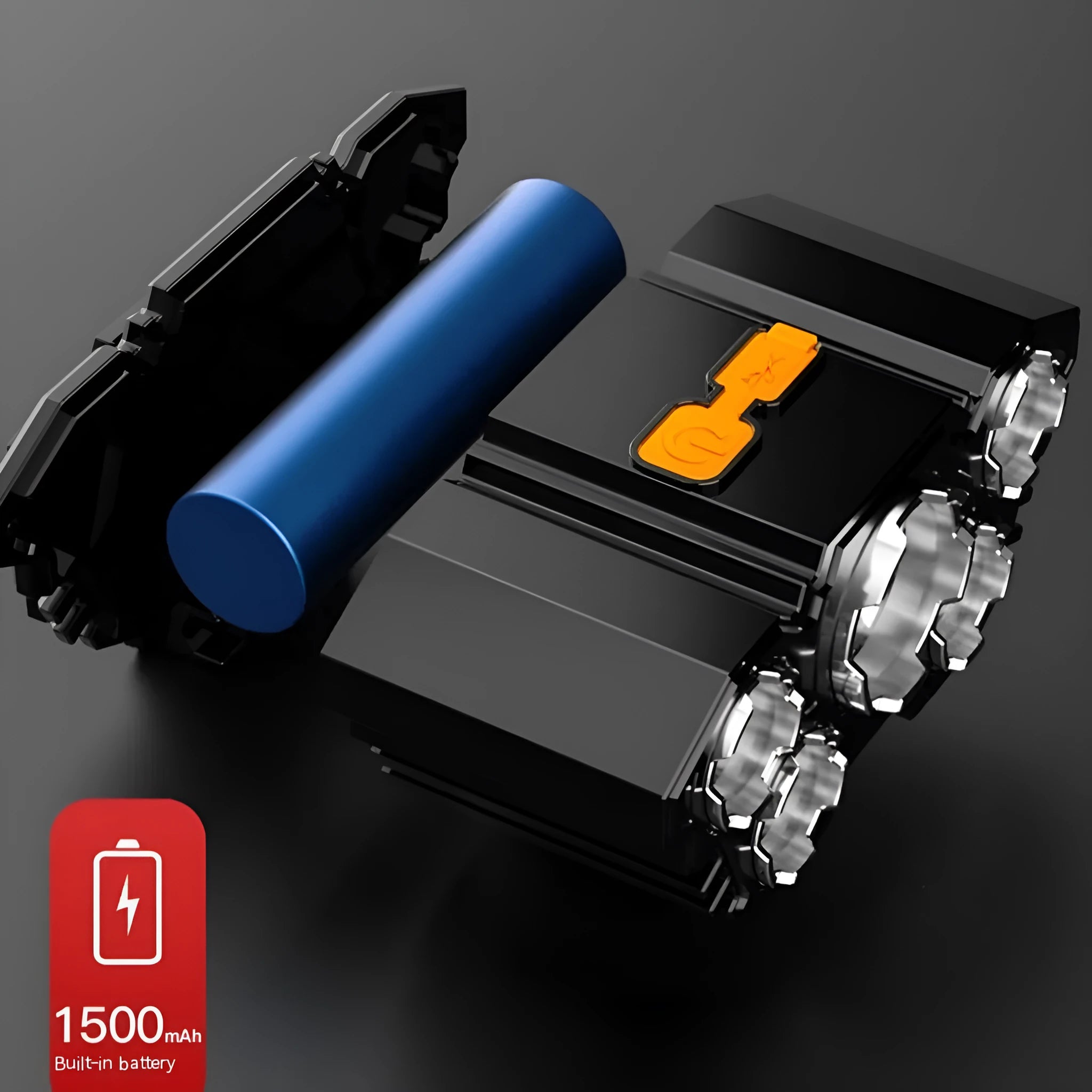 10W LED miner's headlamp with rechargeable battery, PVC construction, and included accessories