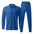 Fashion zipper cardigan casual sports suit in white, sapphire blue, black, khaki, or light grey, sizes S-XXXL