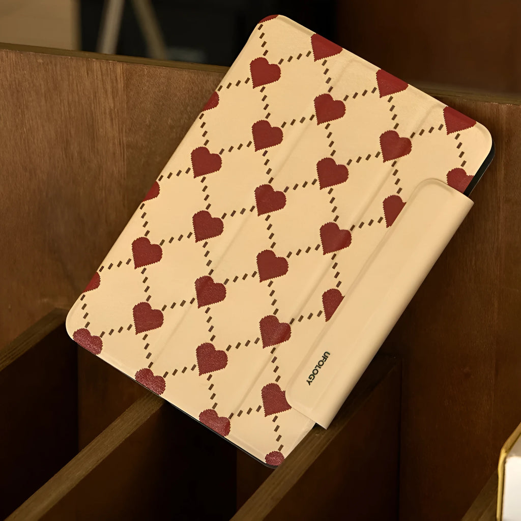 Magnetic double-sided clip protective case for 10.9-inch iPad Air tablet on a table.