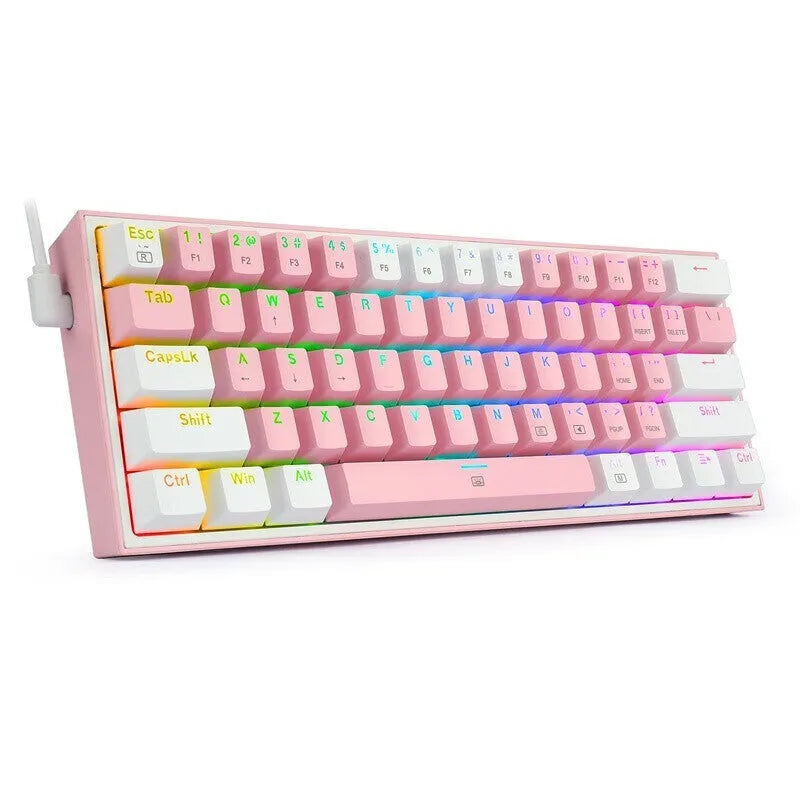 Fizzgear K617 white pink RGB mechanical keyboard with dual keycaps and multimedia controls