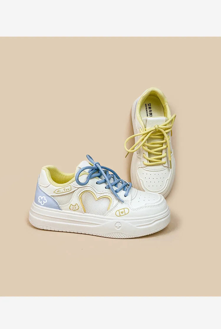 Meow Rabbit Sea Salt Cheese mesh sneakers with cross straps and thick rubber soles