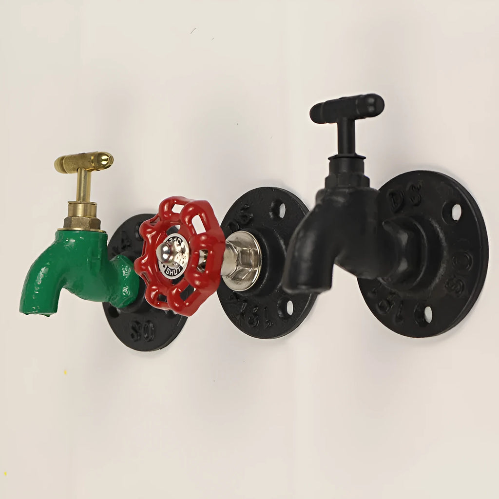 Metal water pipe style towel rack wall hook with polished finish in three colour options