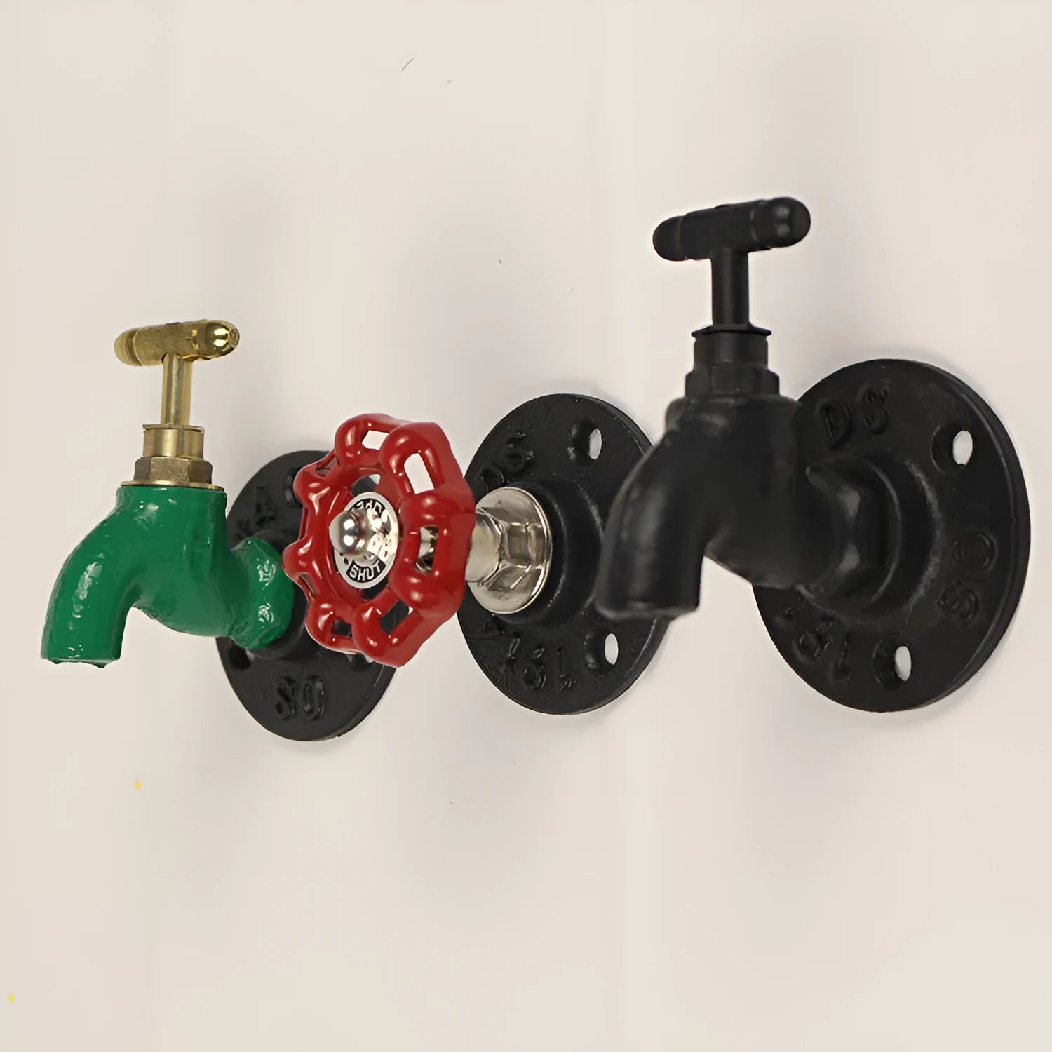 Metal water pipe style towel rack wall hook with polished finish in three colour options
