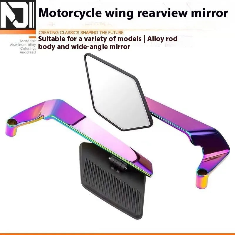 Aluminium alloy spoiler rearview mirror for electric car and motorcycle with white glass and black blue glass option