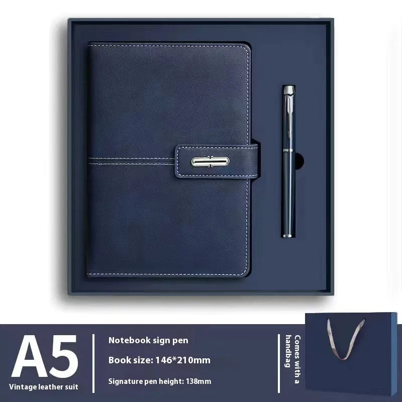 A5 notebook with PU leather cover in multiple colour options including red, green, blue and black