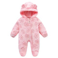 Flannel baby jumpsuit in grey with long climbing style and hide hooks closure for warmth
