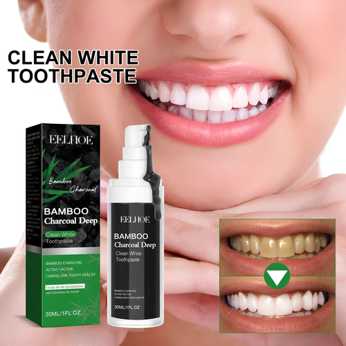 30ml tube of bamboo charcoal bright white stain removing toothpaste.