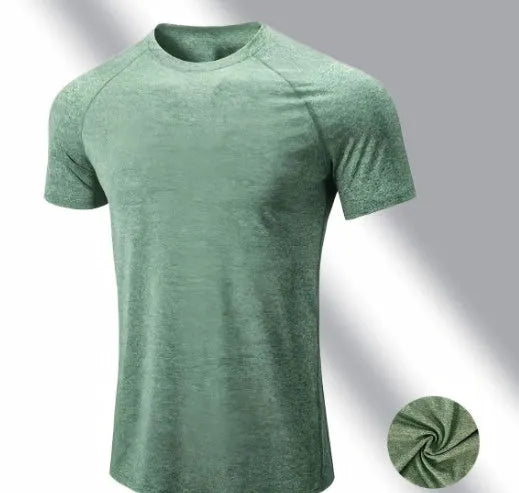 Men's tight stretch quick-drying round neck short sleeve t-shirt in multiple colours