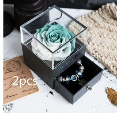 Eternal flower rose jewellery box decorative display gift packaging 8.5 cm