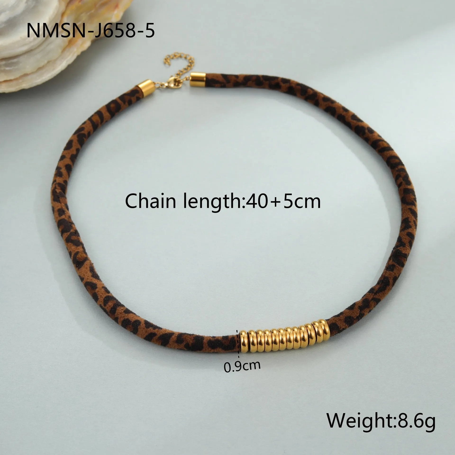 Geometric leopard pendant necklace with electroplated 18K gold finish on stainless steel chain