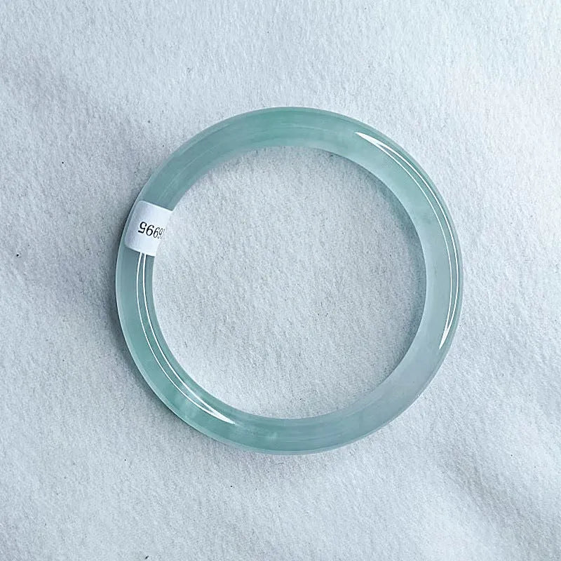 Azure light blue thin round bar quartzite jade bracelet in modern simplicity style
