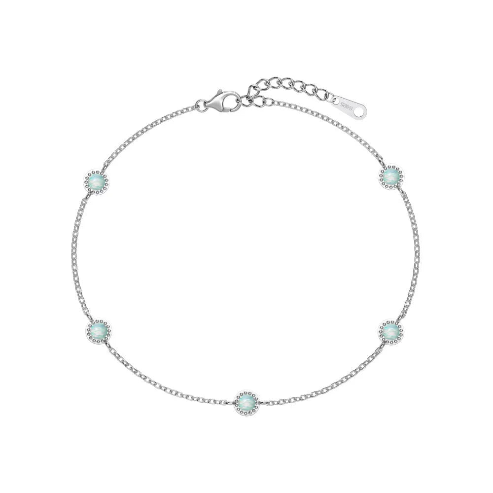 S925 sterling silver opal bracelet for women with round geometric design and Japanese Korean simple style