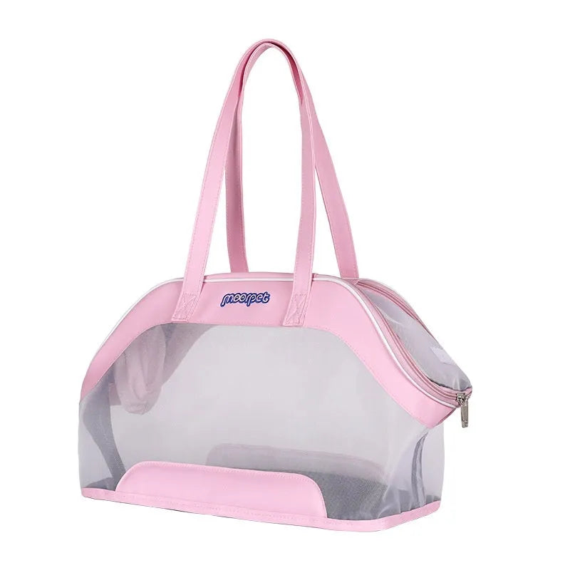 MOORPET leather cat outing carrier bag in a solid colour with 25-litre capacity.
