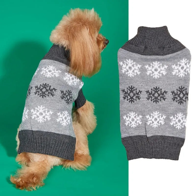 Grey and dark brown acrylic dog Christmas sweater in sizes XXS to XL for holiday parties