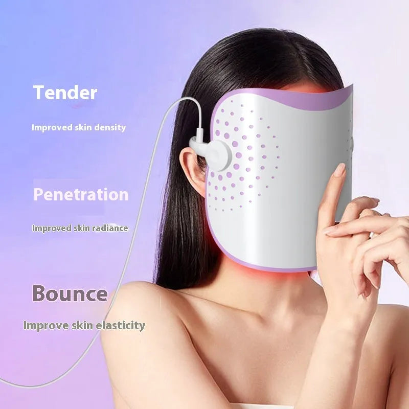 White and purple photon IPL beauty mask facial device on a flat surface