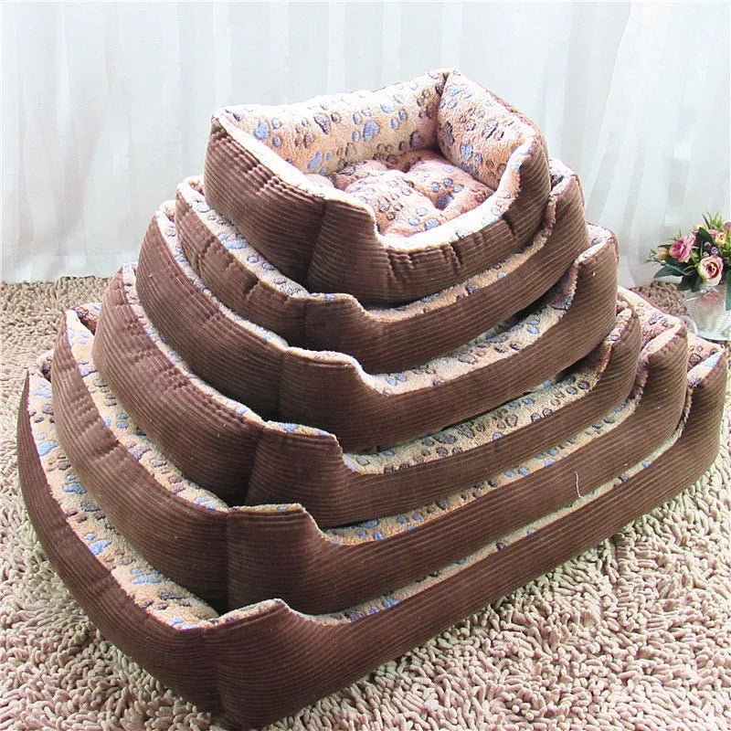 Beige plush bolster dog bed for small pets with raised sides and a removable cover.