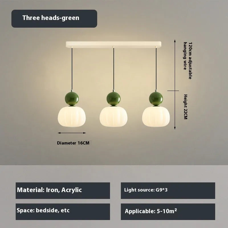 Nordic style pumpkin-shaped bedroom chandelier in alloy with multiple head and colour options