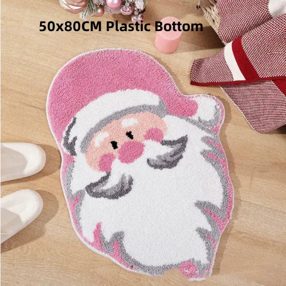 Christmas themed irregular shape hallway mat with festive patterns and anti-slip bottom options