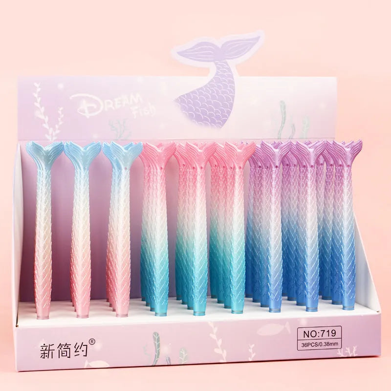 Mermaid-themed ballpoint pen with 0.38mm fine writing tip and colourful cartoon design