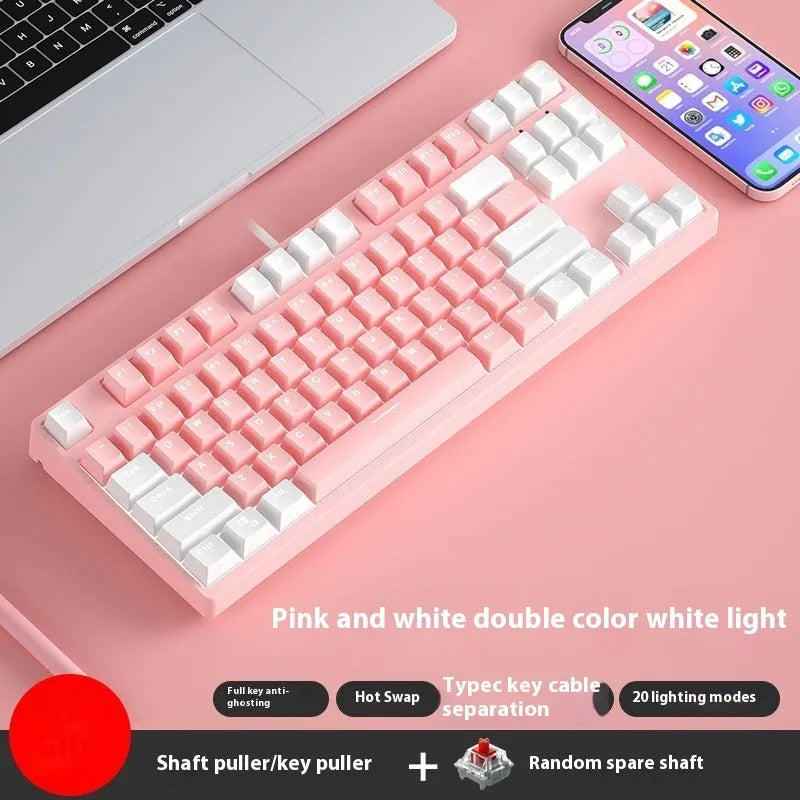 87-key mechanical gaming keyboard with dual-colour backlighting and metal chassis