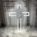 LED neon light peace dove cross acrylic plate white illumination hanging on wall