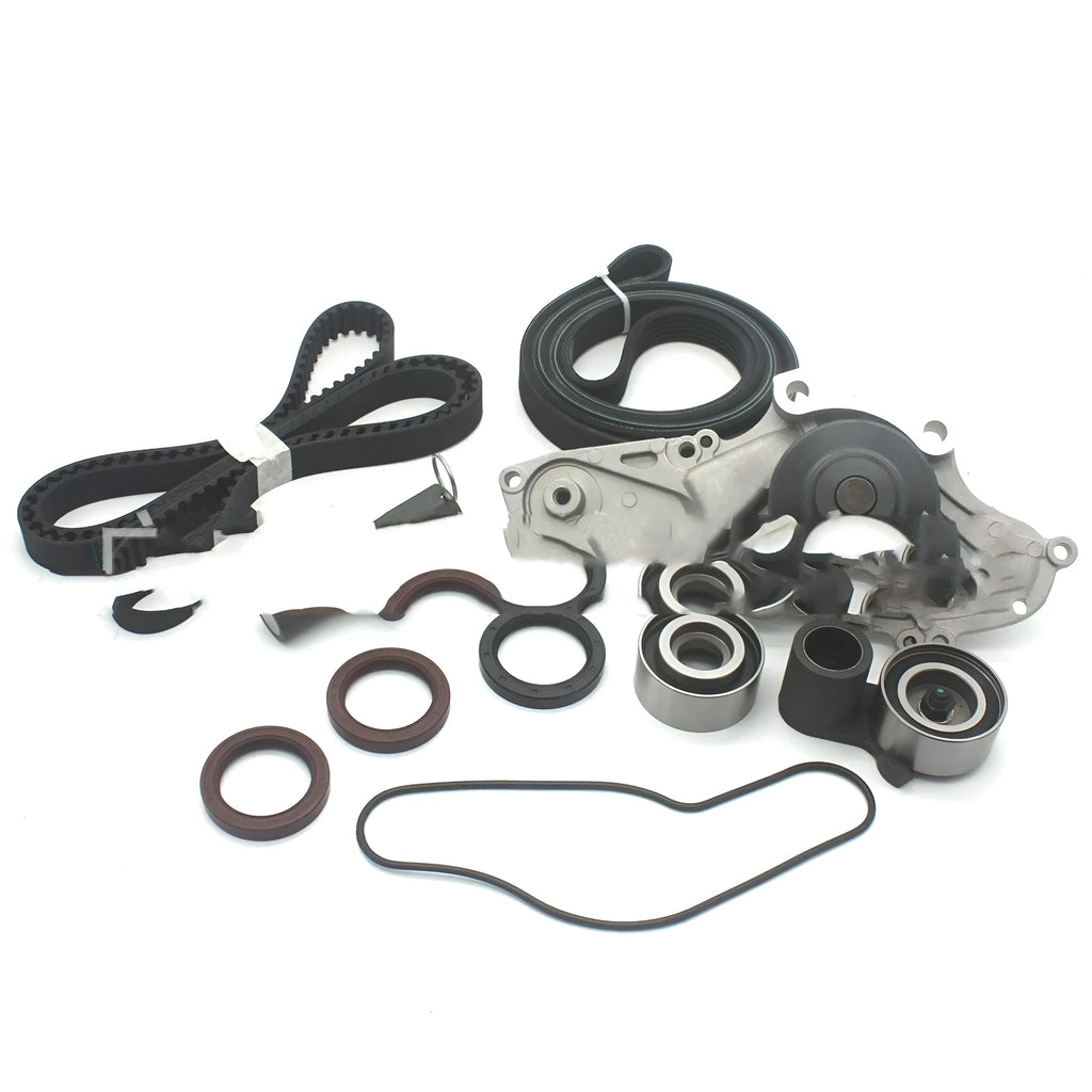 Metal belt and water pump assembly components for engine cooling system maintenance