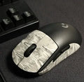 Second generation GPX mouse anti-skid stickers in black grey applied to mouse buttons