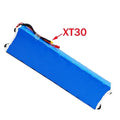 Blue 36V 30000mAh electric scooter battery pack with connectors and charger