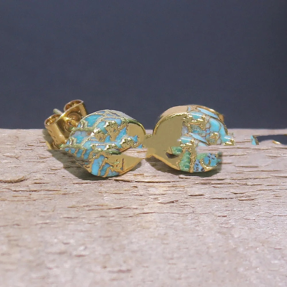 Handmade natural stone bohemian style stud earrings with irregular cut stones in ER1031 colour